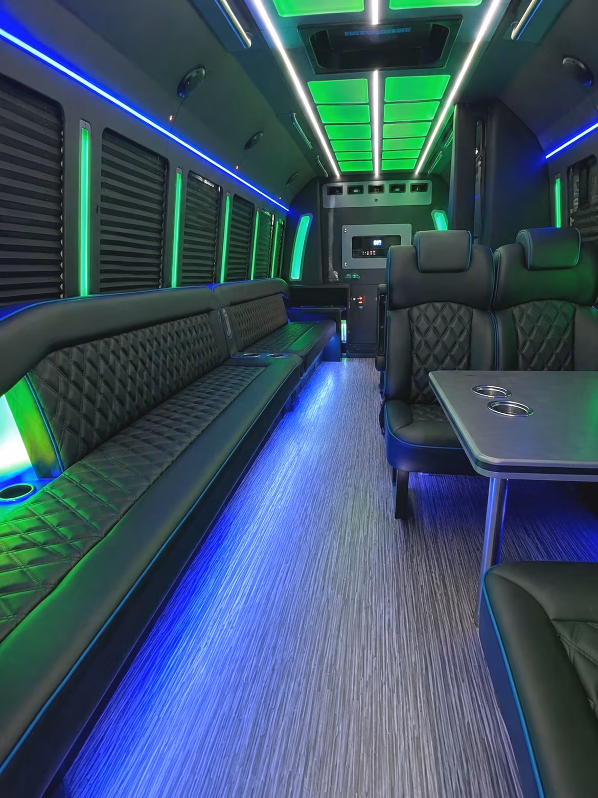 Portland Birthday, Sweet 16, & Quinceañera Transportation party bus interior
